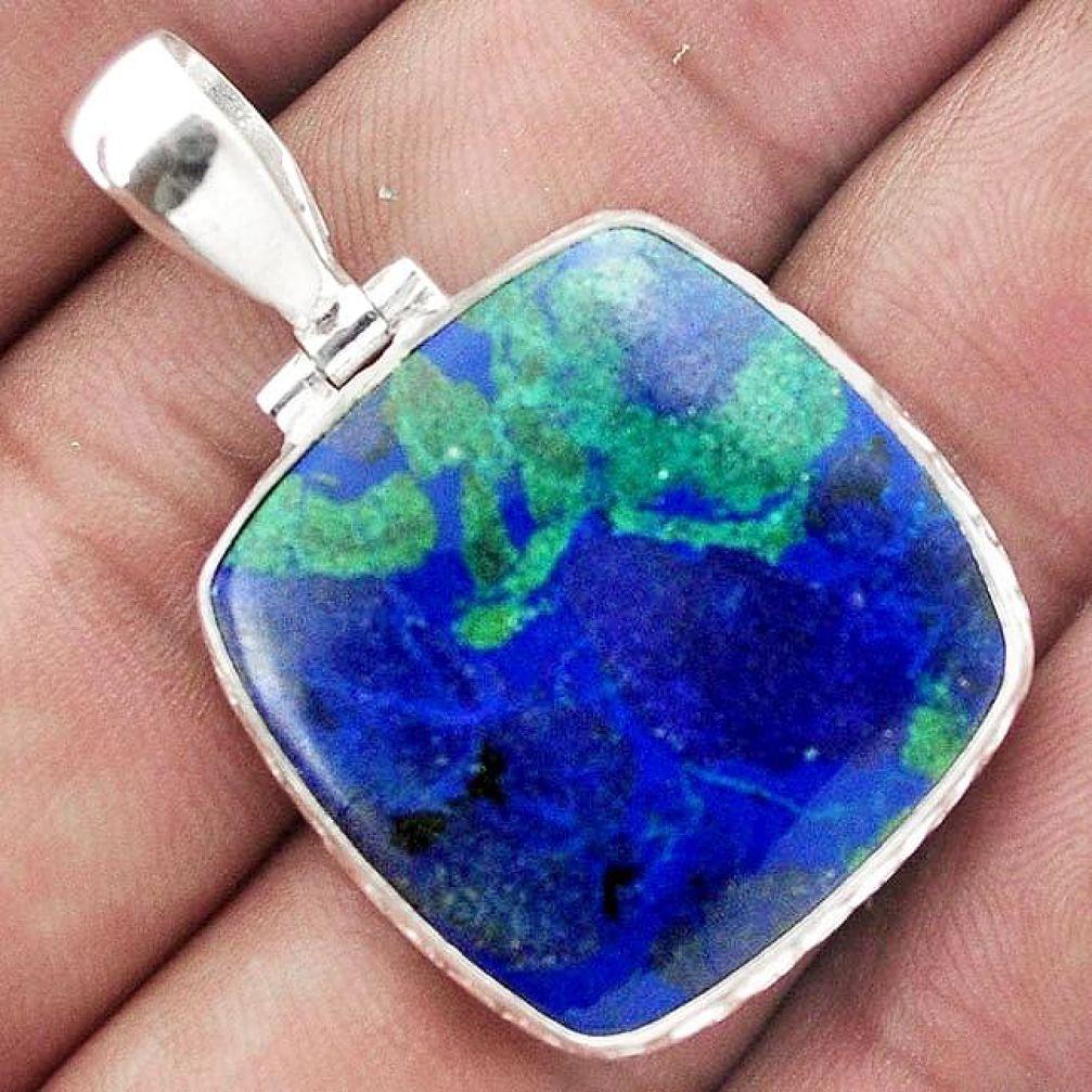 925 SILVER CLASSIC BLUE AZURITE MALACHITE CHRYSOCOLLA PENDANT JEWELRY H43813