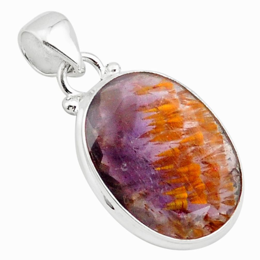 925 silver 15.67cts faceted cacoxenite super seven (melody stone) pendant p76097