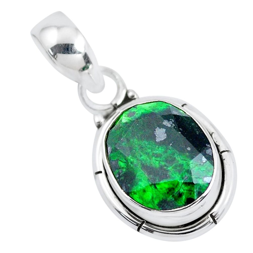 925 silver 4.80cts faceted natural green maw sit sit solitaire pendant p41564