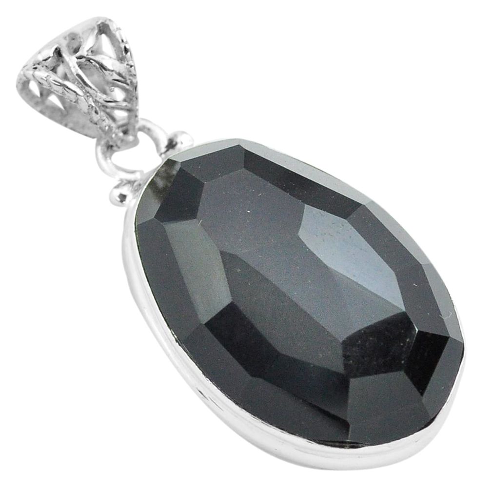 925 silver 20.65cts faceted natural rainbow obsidian eye fancy pendant p71958