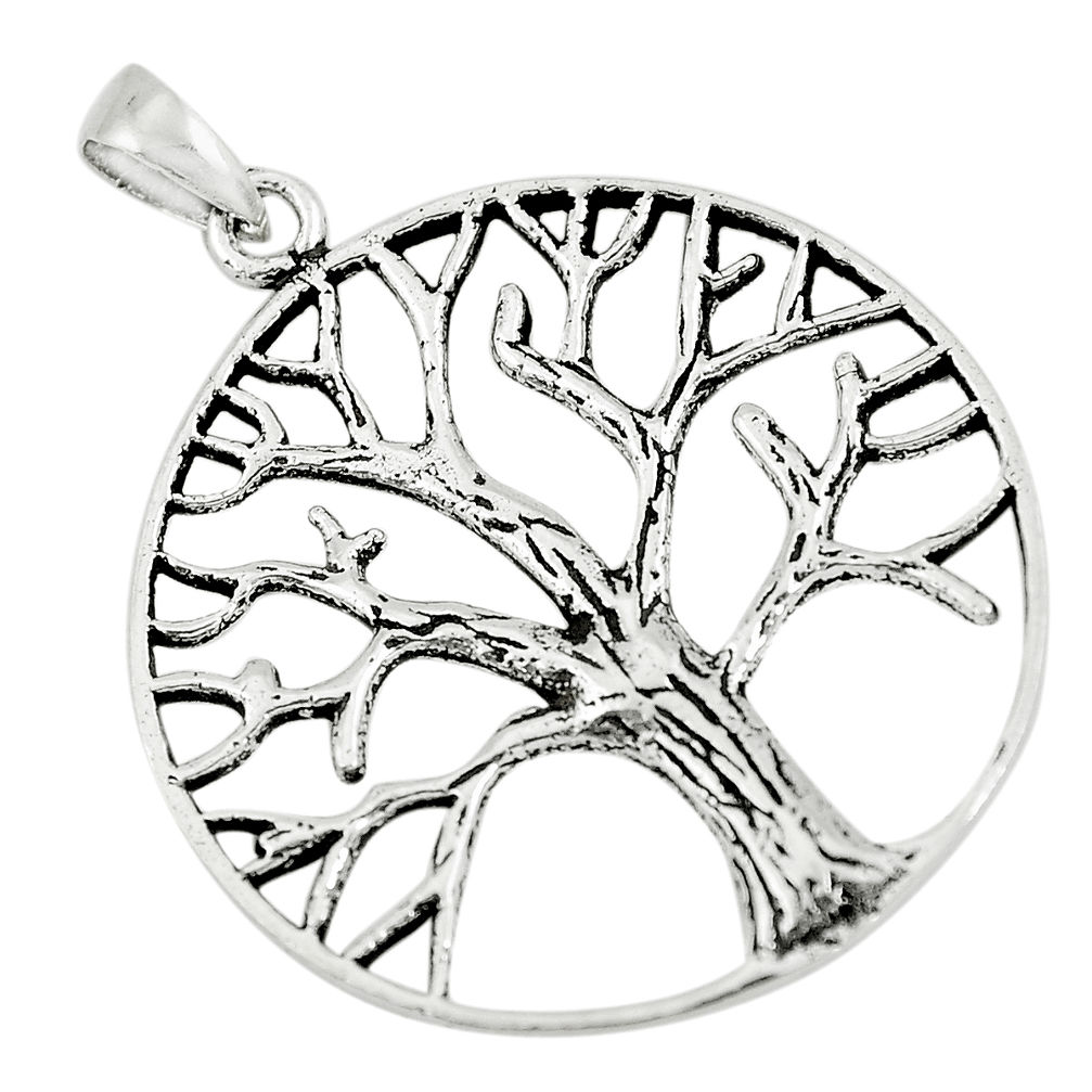925 silver 2.89gms indonesian bali style solid tree of life pendant c3611