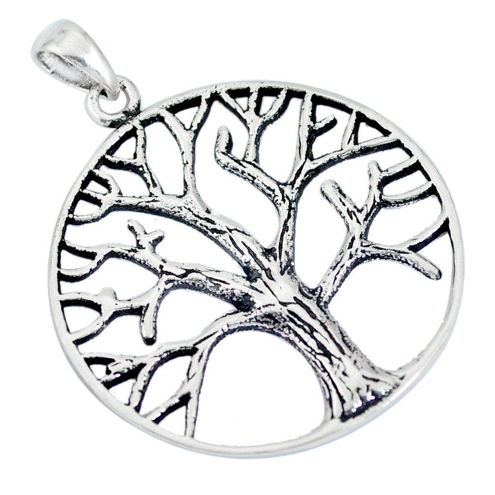 925 silver 4.87gms indonesian bali style solid tree of life pendant c3676