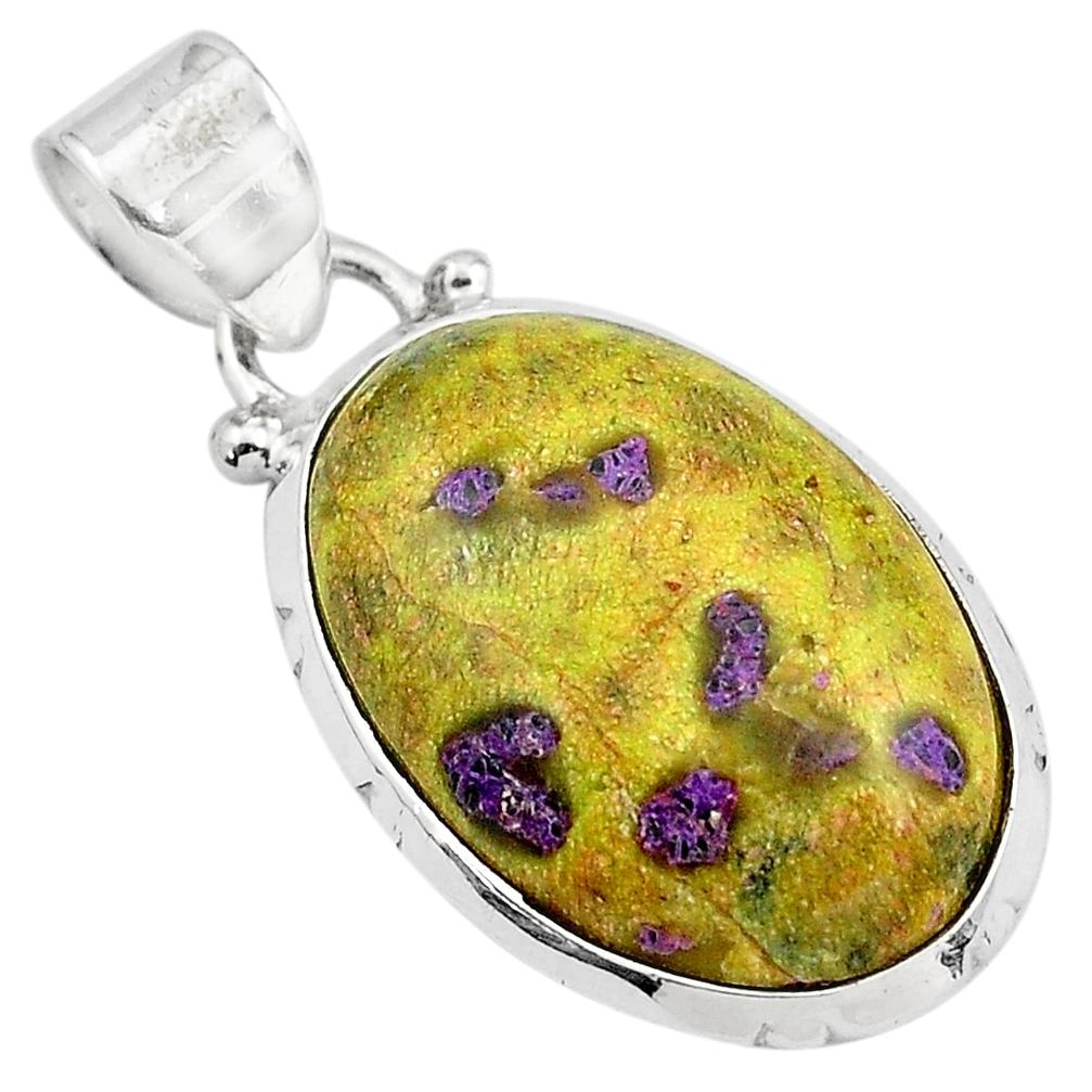 925 silver 14.23cts natural atlantisite stichtite-serpentine oval pendant p85533