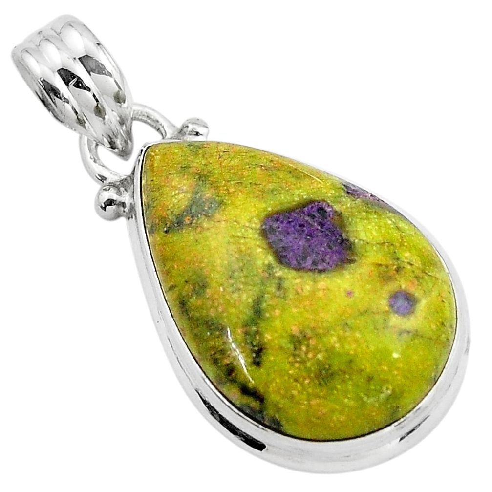 925 silver 13.70cts natural atlantisite stichtite-serpentine pear pendant p85538