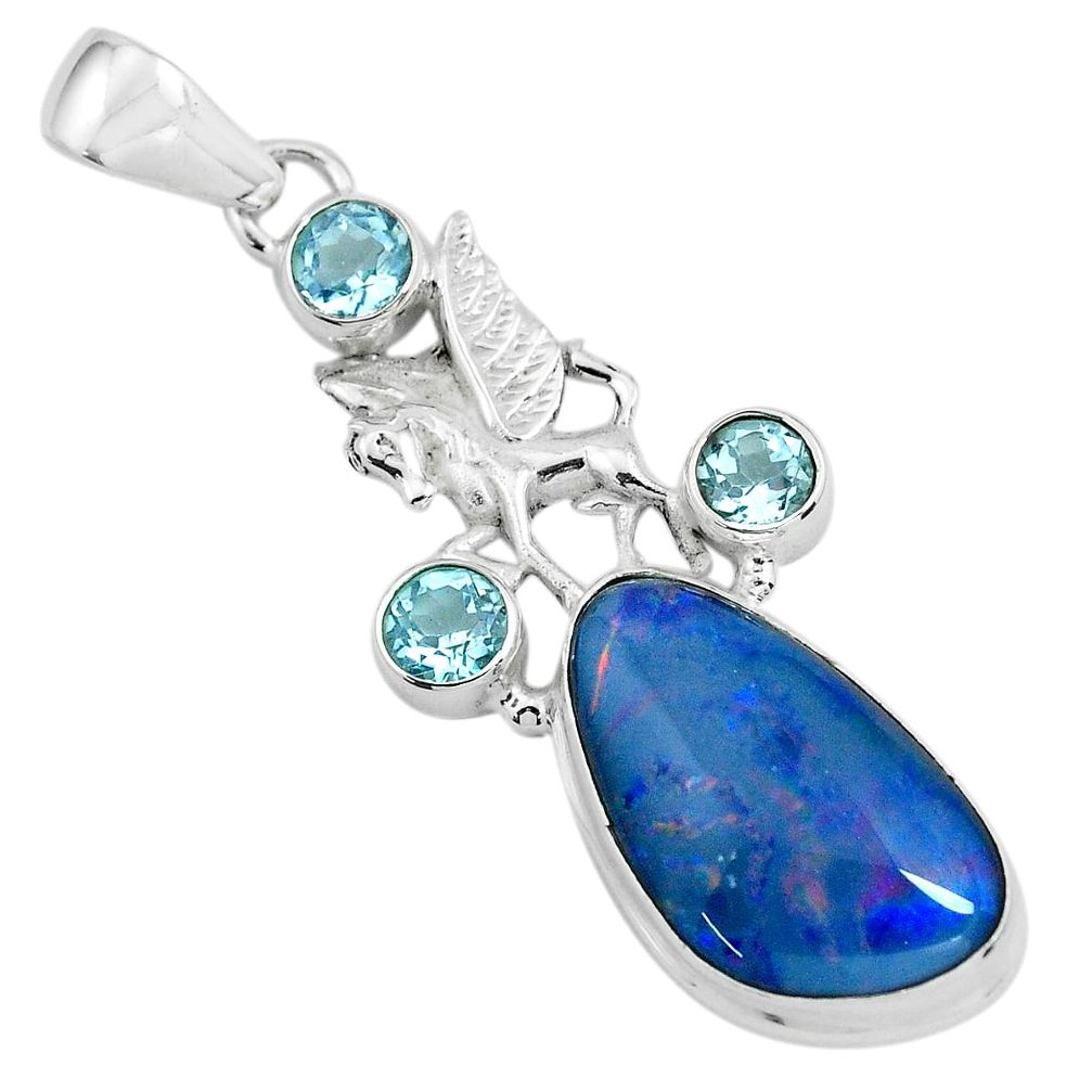 925 silver 15.76cts natural australian opal triplet fancy topaz pendant p69472