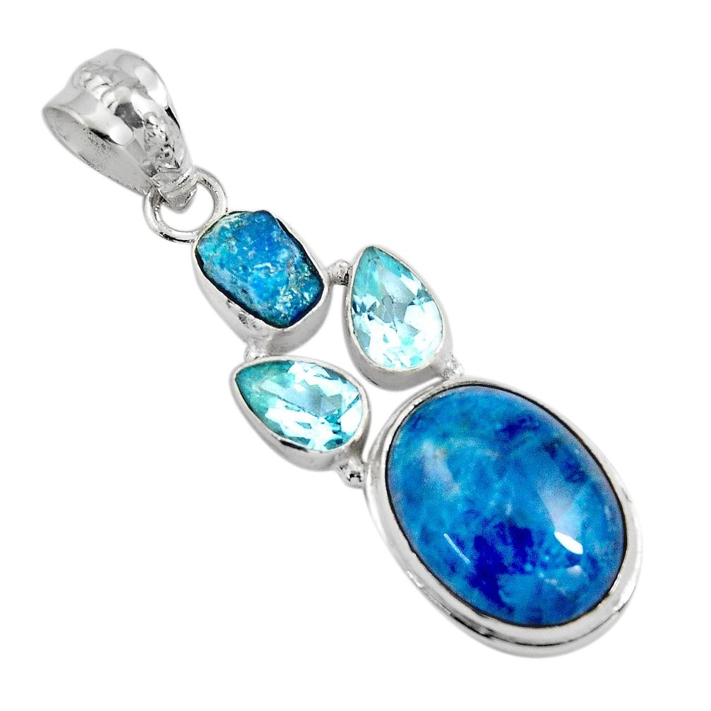 925 silver 16.03cts natural blue apatite (madagascar) topaz pendant p90258