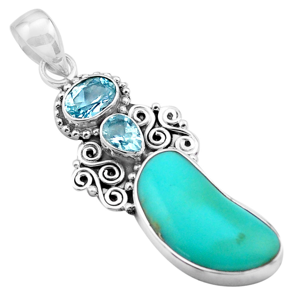 925 silver 12.36cts natural blue campitos turquoise topaz pendant jewelry p84734