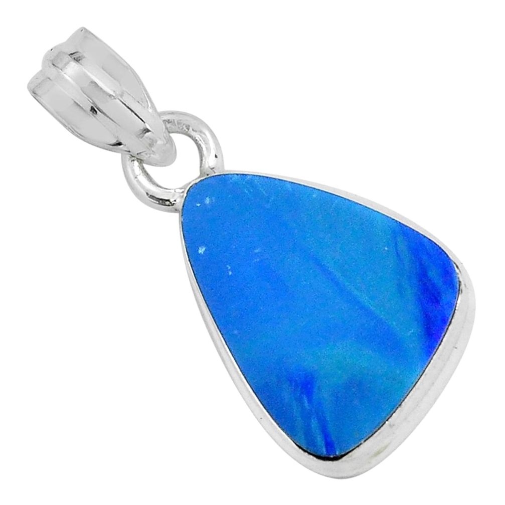 925 silver 7.24cts natural blue doublet opal australian fancy pendant p67847