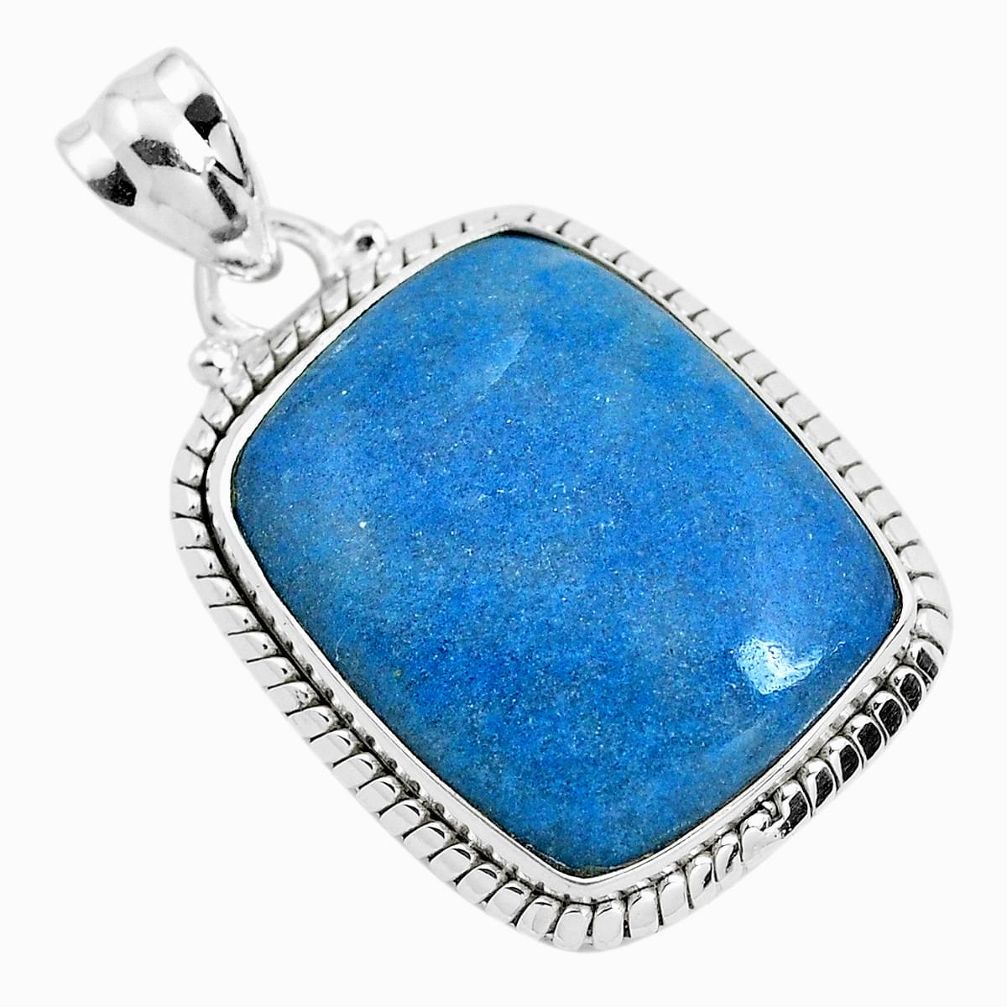 925 silver 21.48cts natural blue dumortierite octagan pendant jewelry p40843