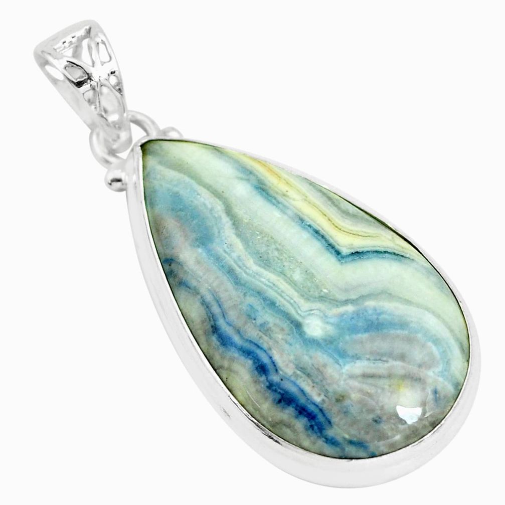 925 silver 22.02cts natural blue scheelite (lapis lace onyx) pear pendant p66314