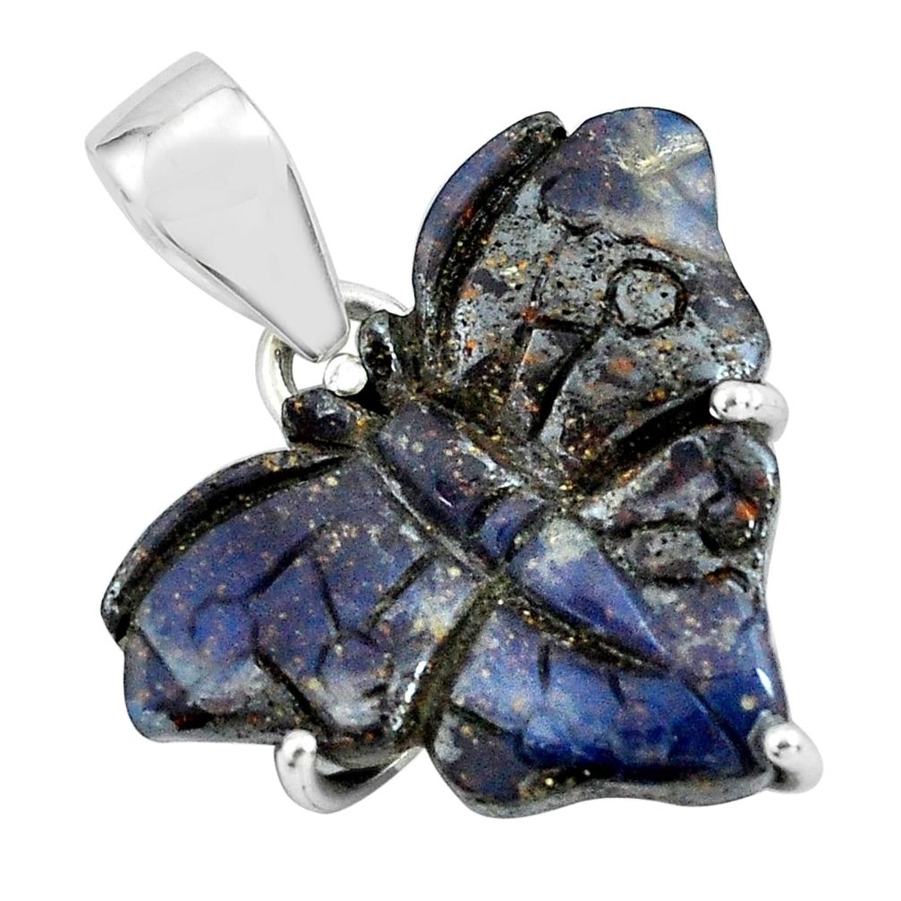 925 silver 14.06cts natural brown boulder opal carving butterfly pendant p69376