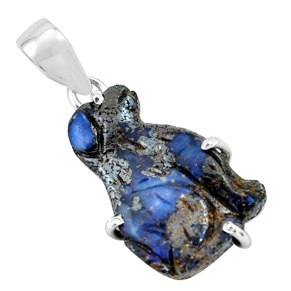 925 silver 15.93cts natural brown boulder opal carving dog charm pendant p69380