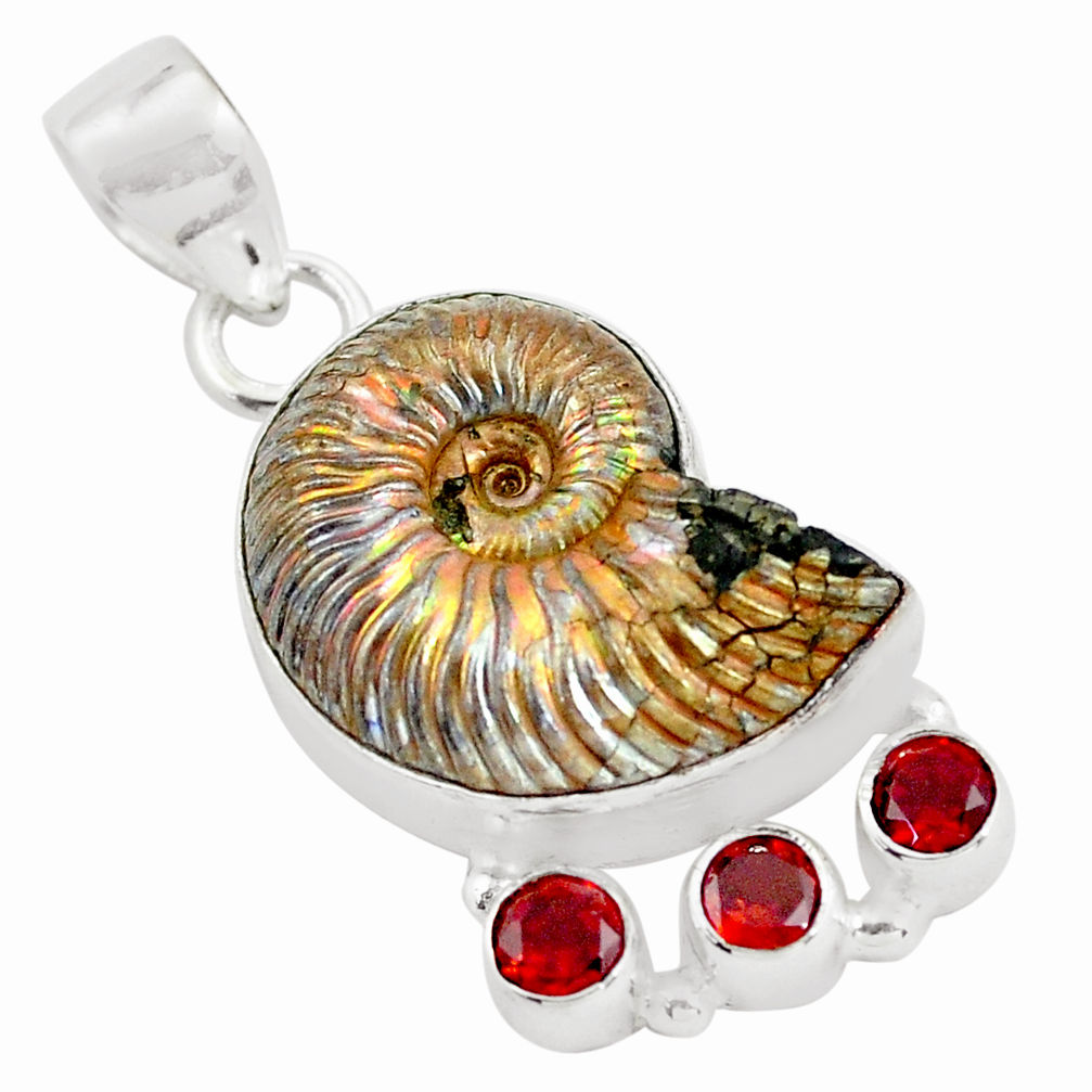 925 silver 23.15cts natural brown russian jurassic opal ammonite pendant p64717