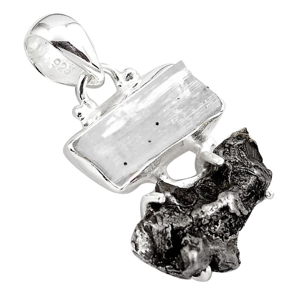 925 silver 17.39cts natural campo del cielo (meteorite) fancy pendant p87199