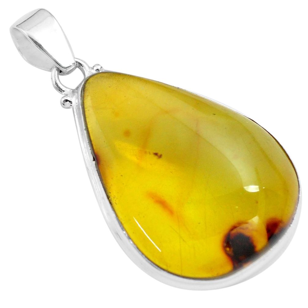 925 silver 18.94cts natural green amber from colombia fancy pendant p71915