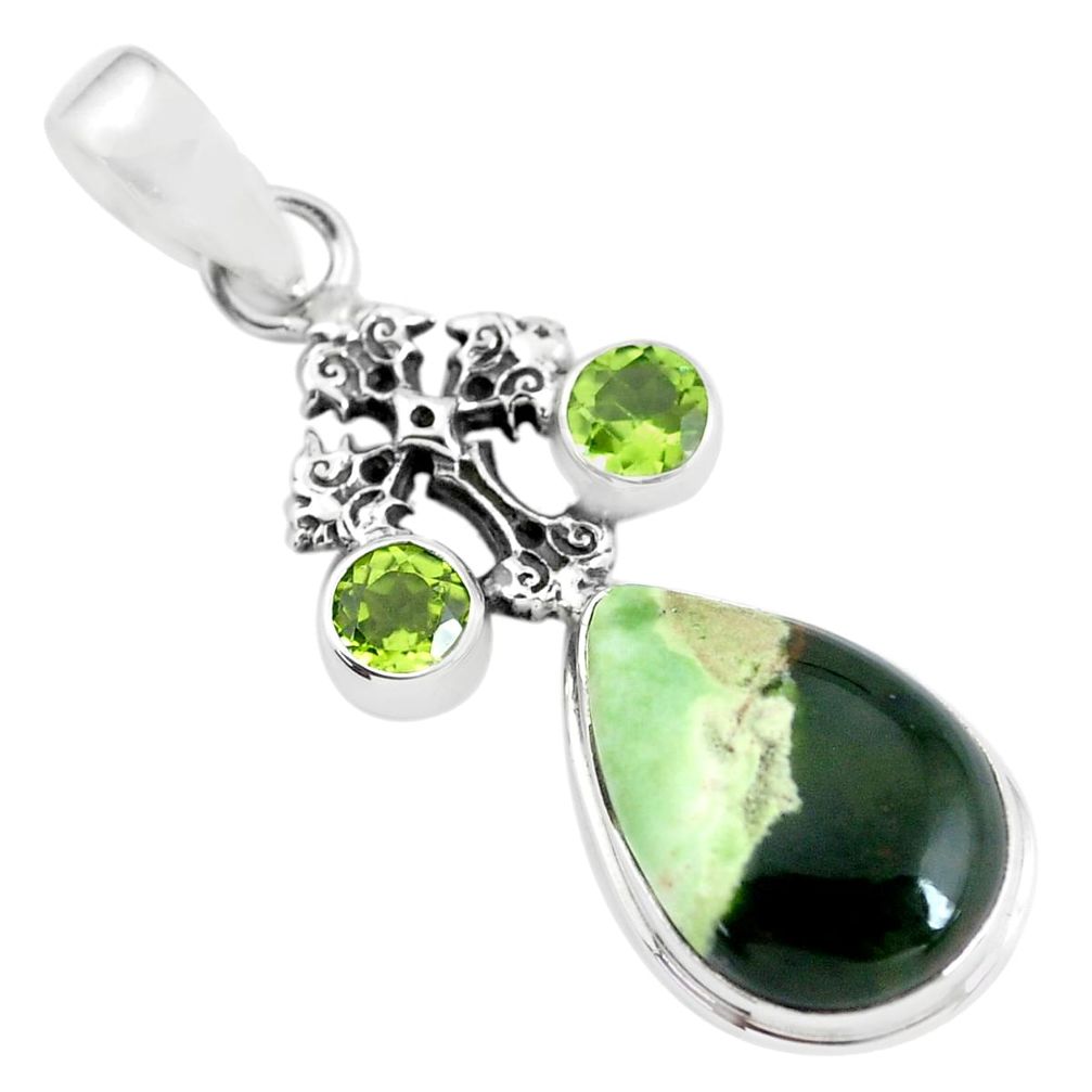 925 silver 11.66cts natural green chrome chalcedony holy cross pendant p55355