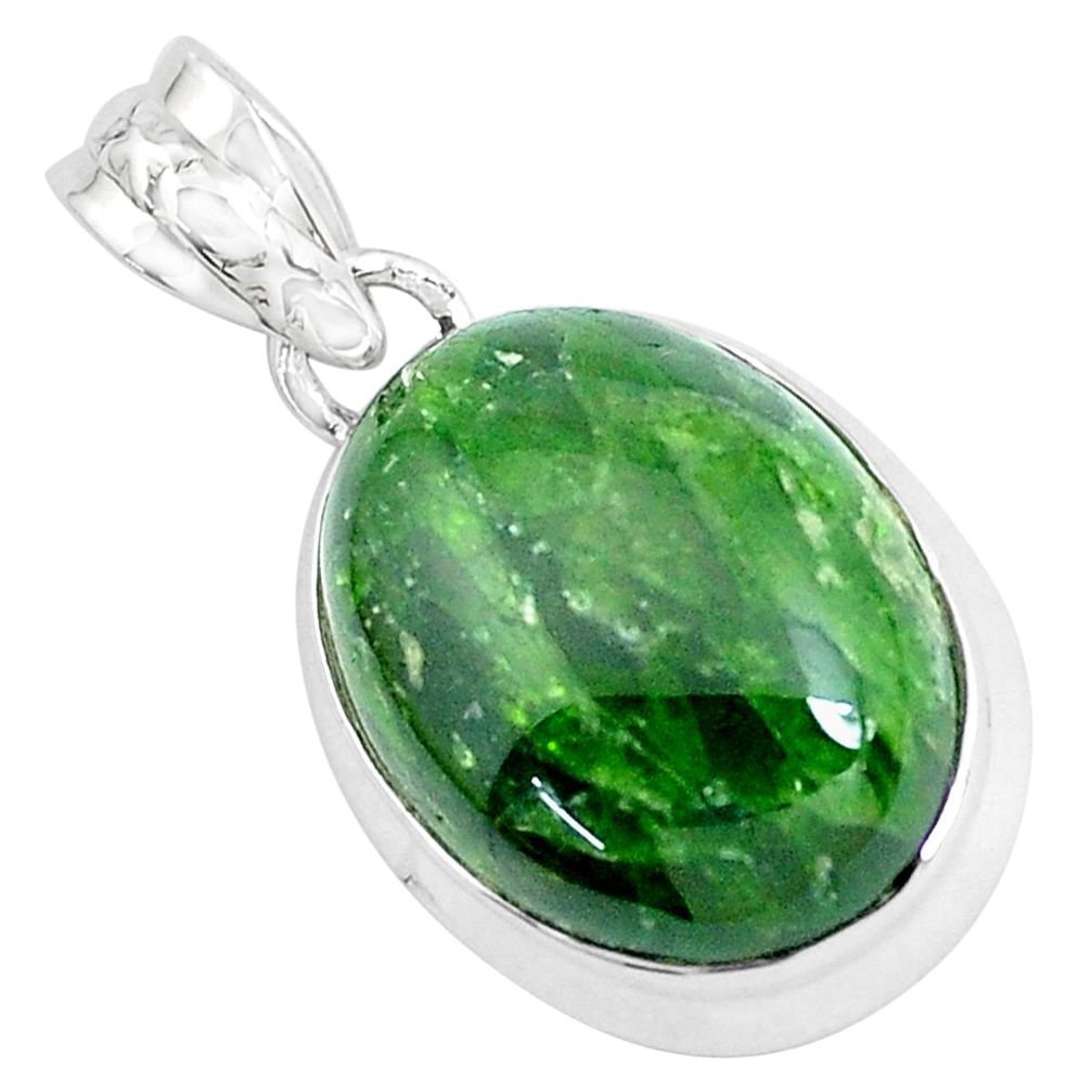 925 silver 18.68cts natural green chrome diopside pendant jewelry p47209