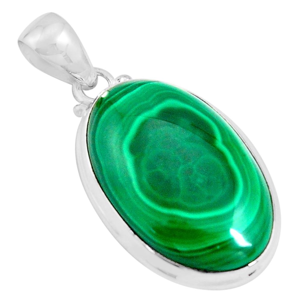 925 silver 30.88cts natural green malachite (pilot's stone) pendant p90313