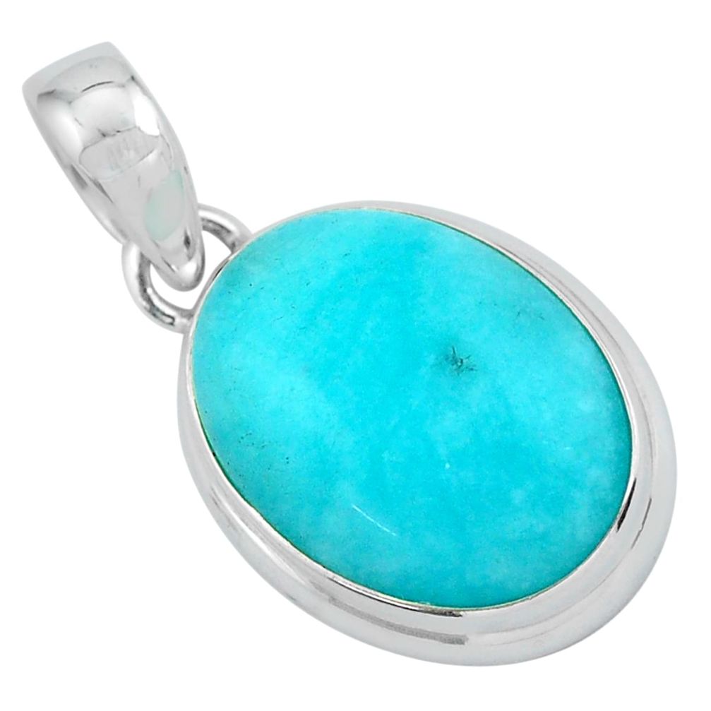 925 silver 18.15cts natural green peruvian amazonite oval shape pendant p59472