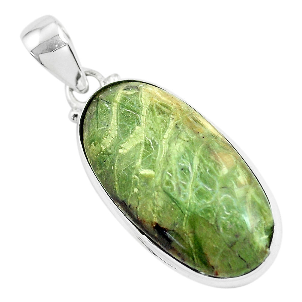 925 silver 17.18cts natural green swiss imperial opal oval shape pendant p46158