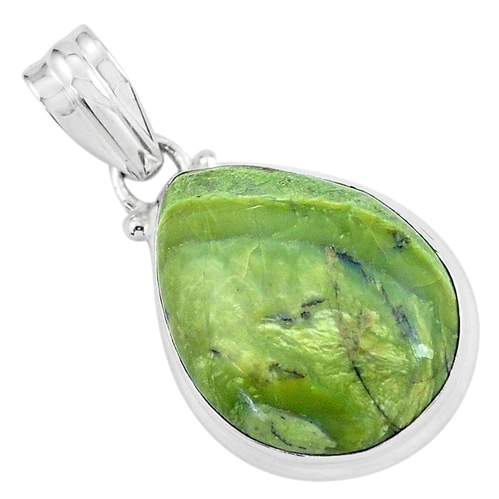 925 silver 13.15cts natural green swiss imperial opal pear shape pendant p59627