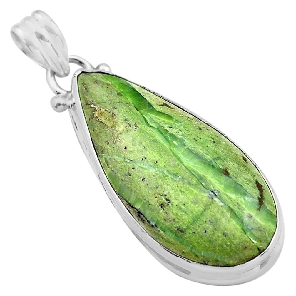 925 silver 15.08cts natural green swiss imperial opal pear shape pendant p85570