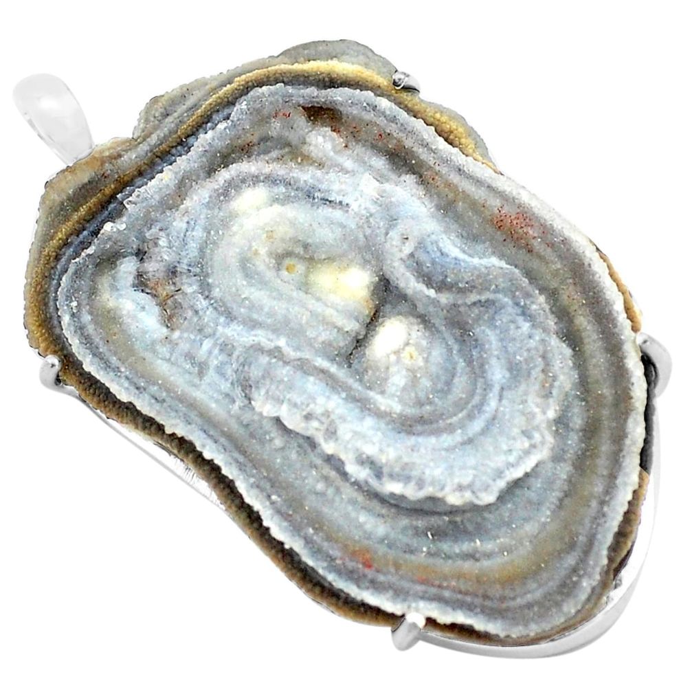 925 silver 57.68cts natural grey desert druzy (chalcedony rose) pendant p74131