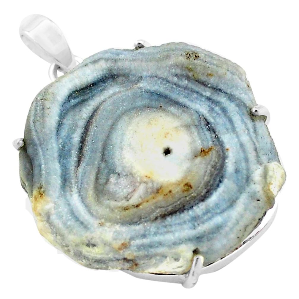 925 silver 38.06cts natural grey desert druzy (chalcedony rose) pendant p74177