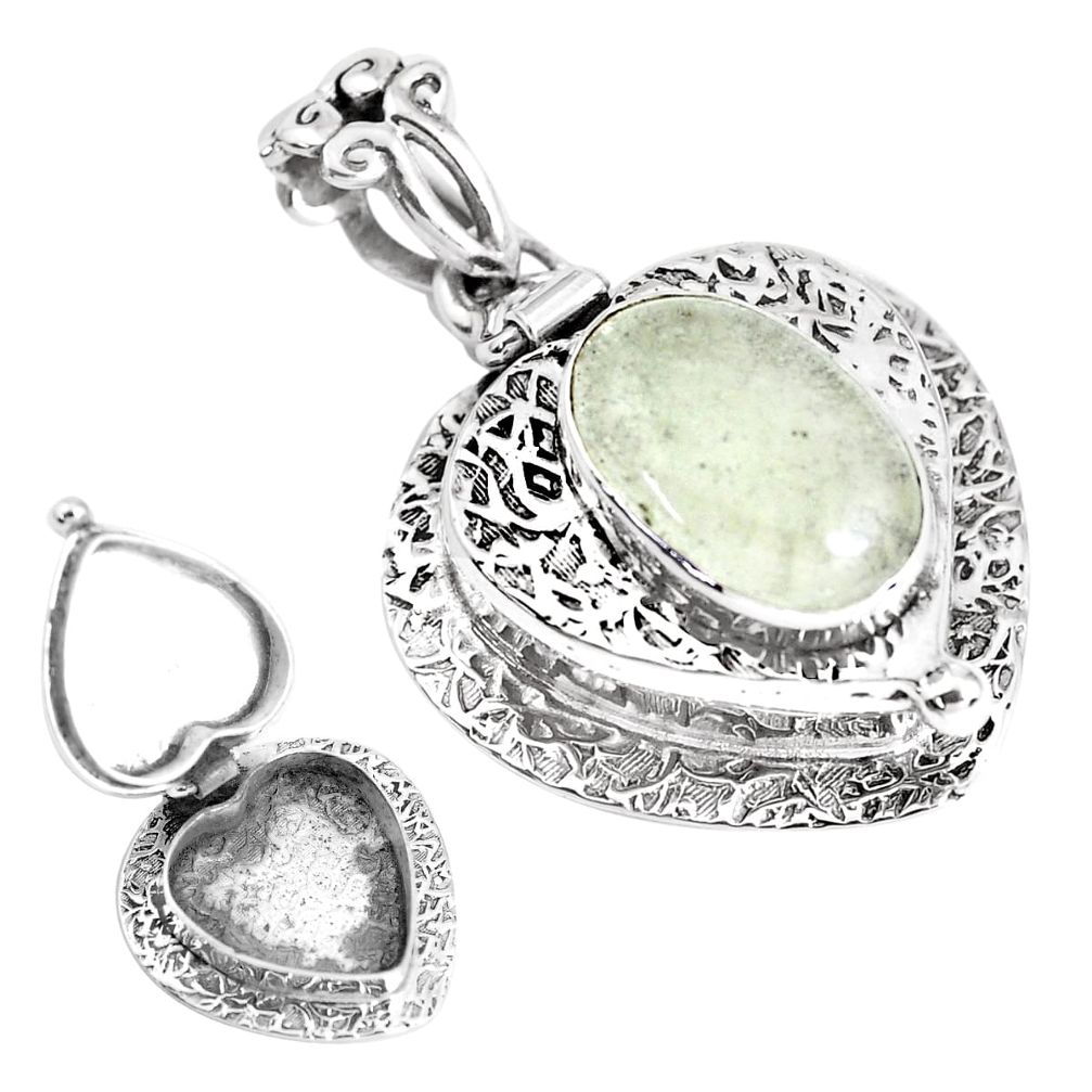 925 silver 5.98cts natural libyan desert glass oval poison box pendant p44933