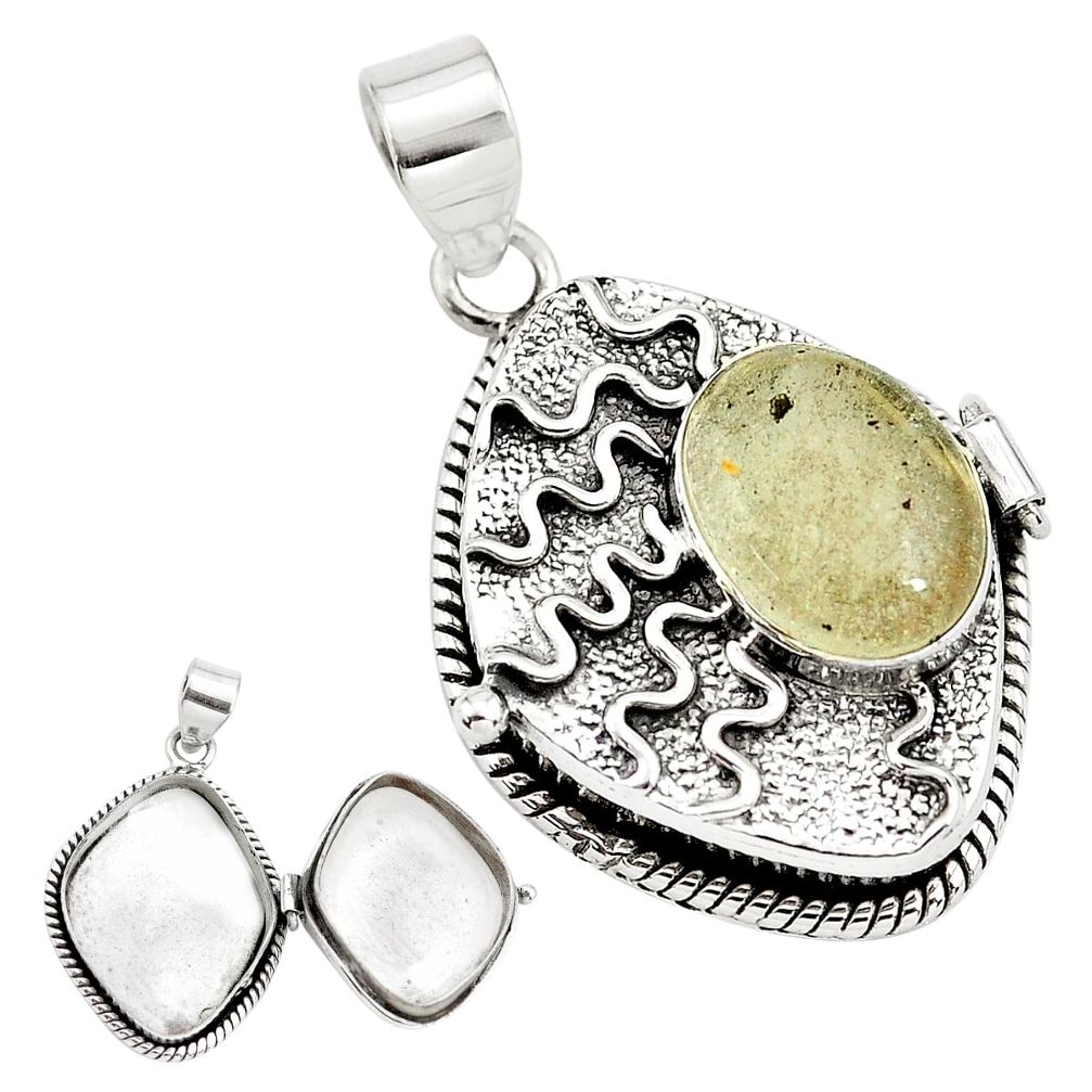 925 silver 5.41cts natural libyan desert glass oval poison box pendant p79891