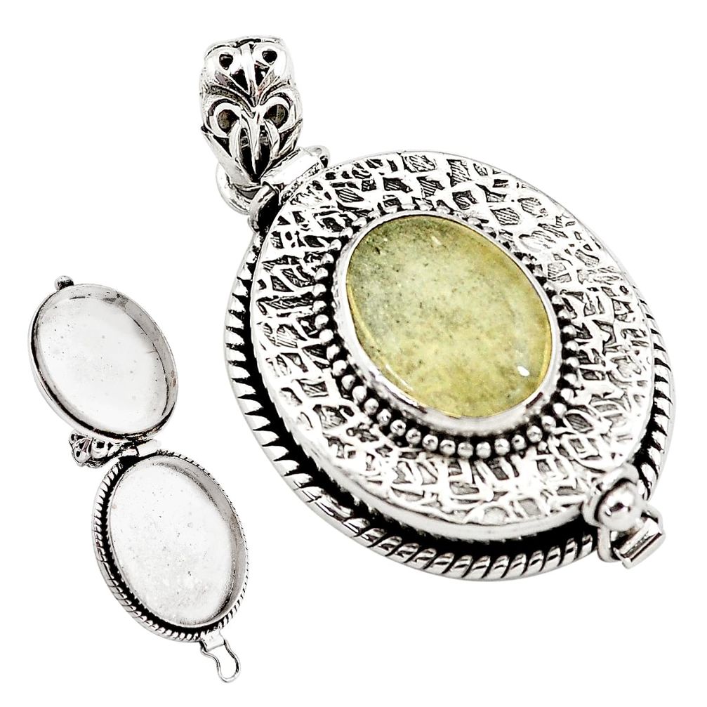 925 silver 5.84cts natural libyan desert glass oval poison box pendant p79895