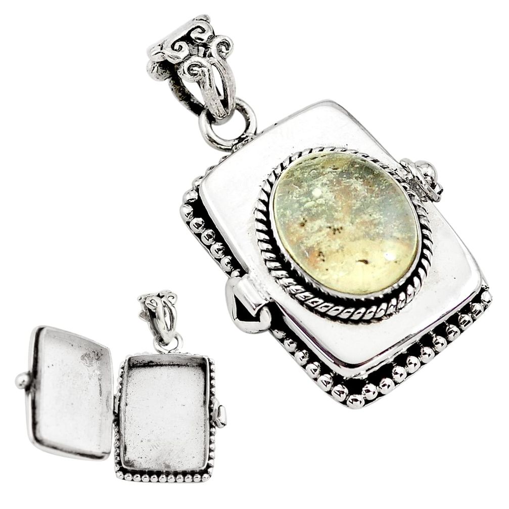 925 silver 5.45cts natural libyan desert glass oval poison box pendant p79996