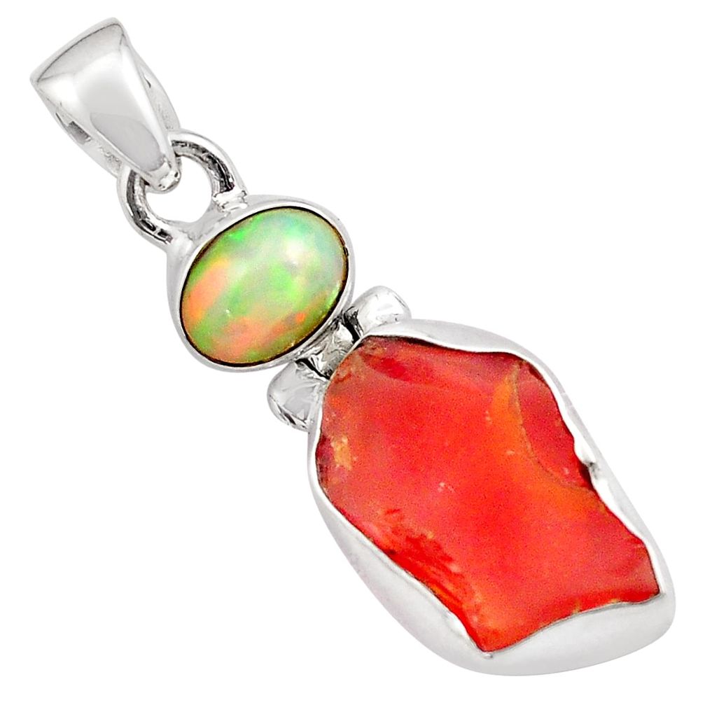 925 silver 10.05cts natural mexican fire opal ethiopian opal pendant p84335
