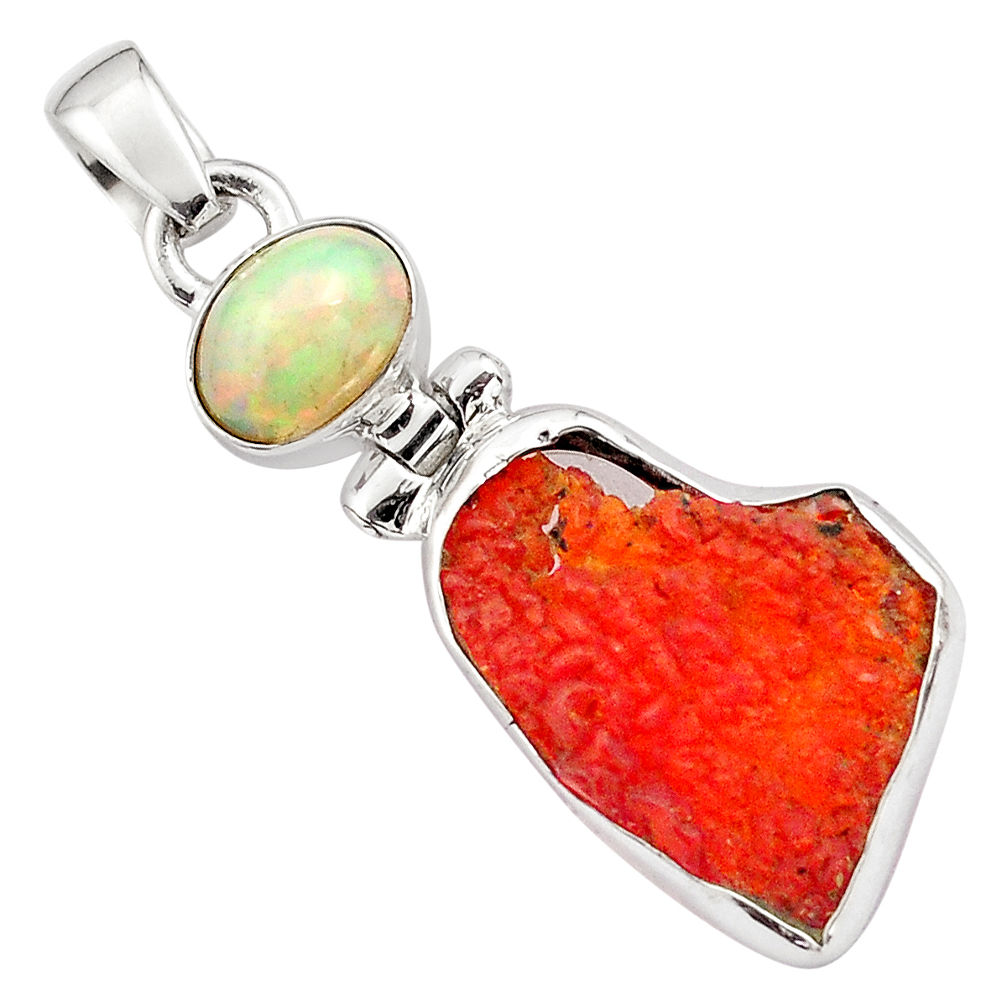 925 silver 10.05cts natural mexican fire opal ethiopian opal pendant p84338