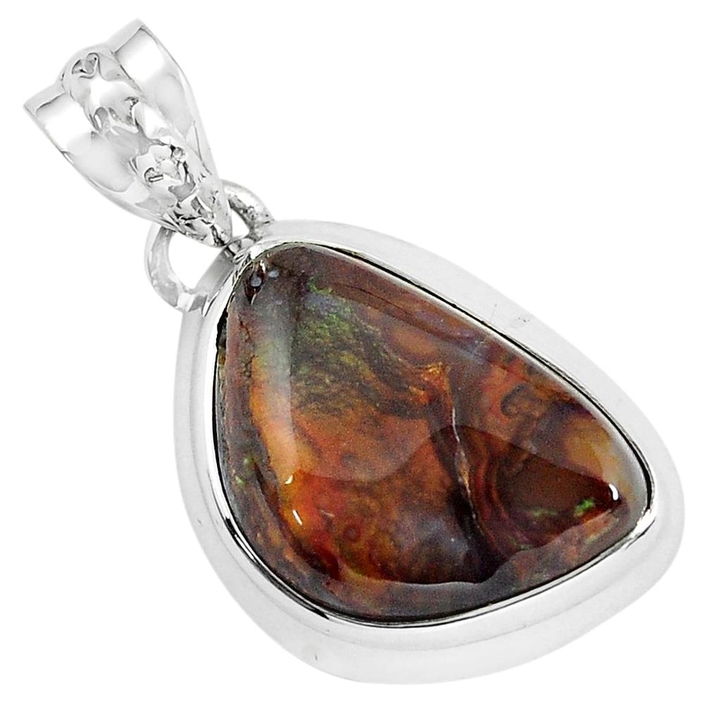 925 silver 14.06cts natural multi color mexican fire agate fancy pendant p58100