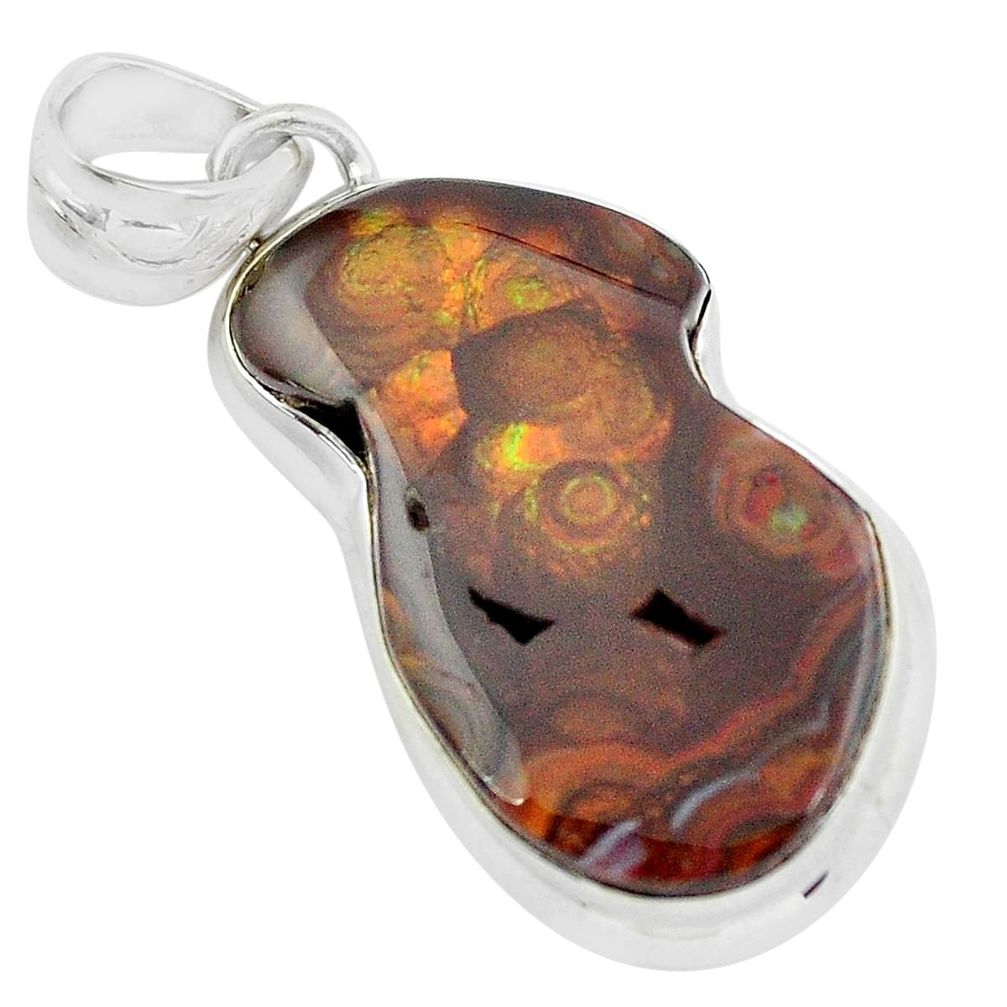 925 silver 19.23cts natural multi color mexican fire agate fancy pendant p59391