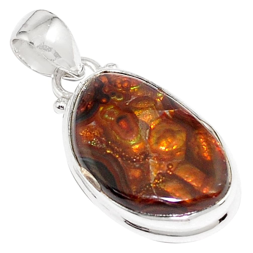 925 silver 16.73cts natural multi color mexican fire agate fancy pendant p76429