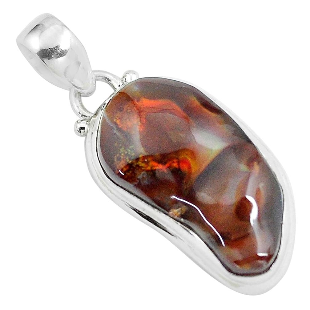 925 silver 16.73cts natural multi color mexican fire agate pendant d31910