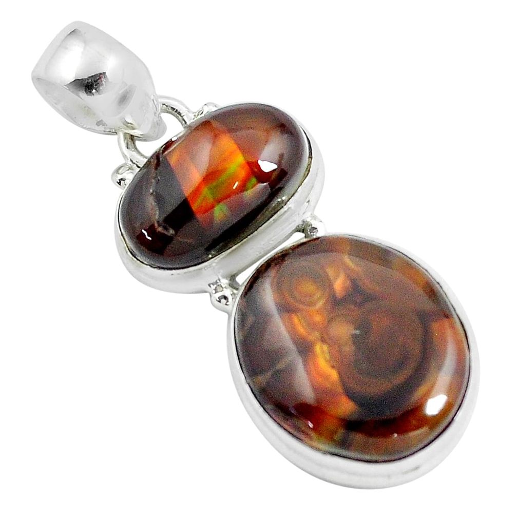 925 silver 16.73cts natural multi color mexican fire agate pendant d31931