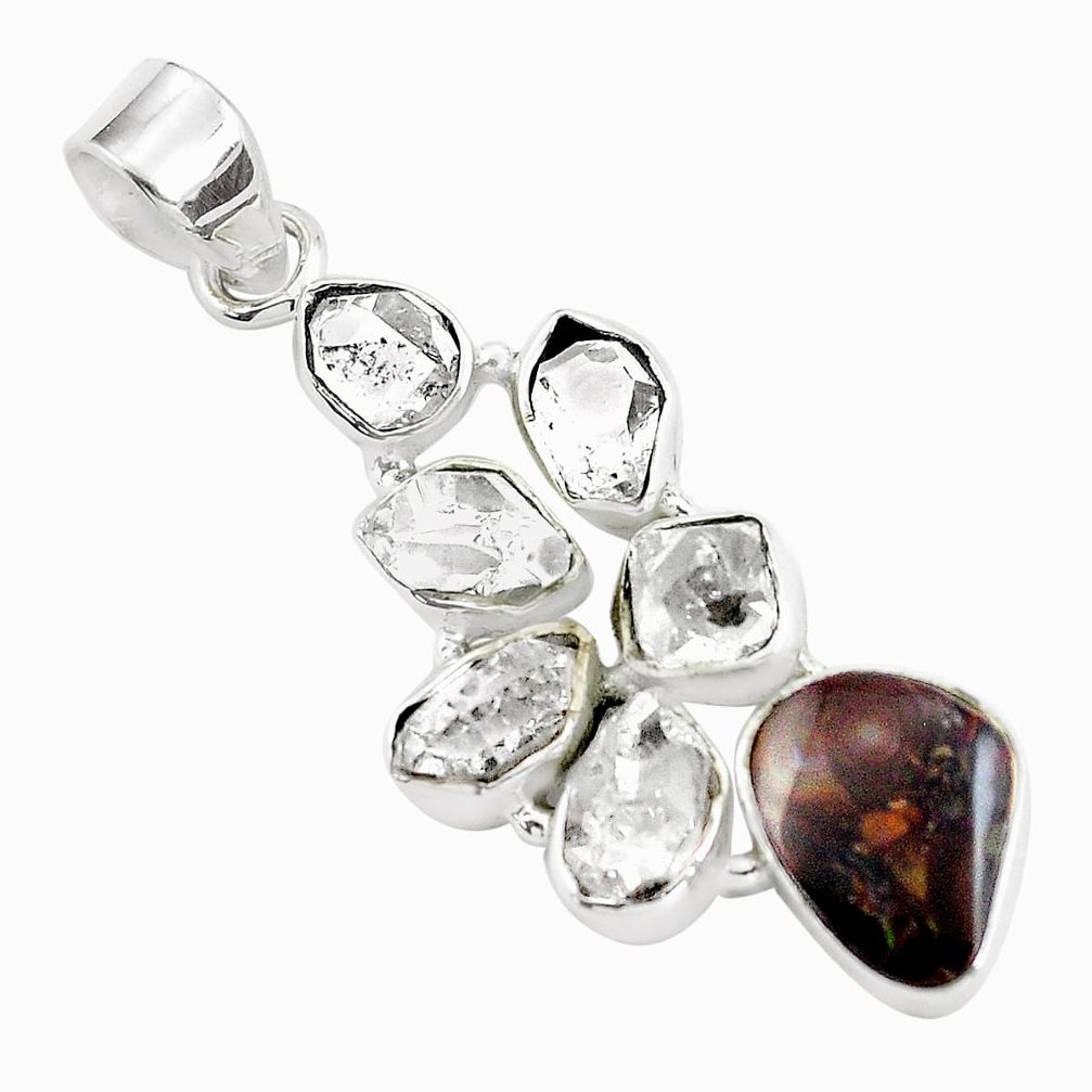 925 silver 15.02cts natural multi color mexican fire agate pendant d31934