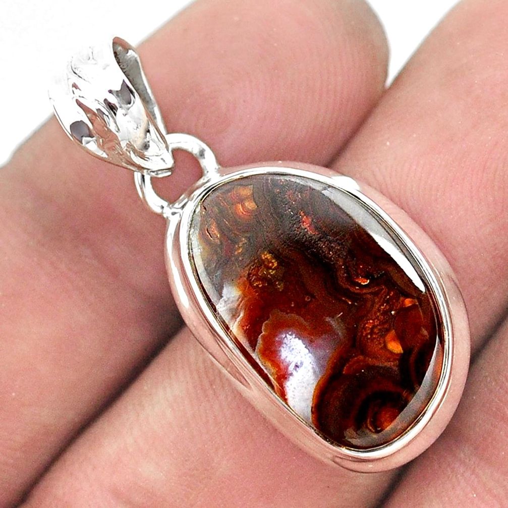 925 silver 12.62cts natural multi color mexican fire agate pendant p54060