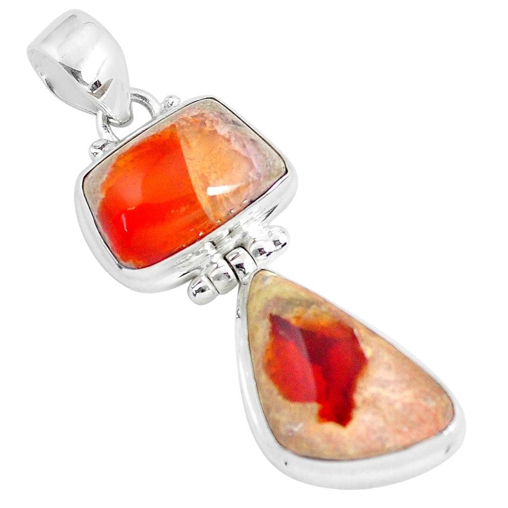 925 silver 14.41cts natural multi color mexican fire opal fancy pendant p59429