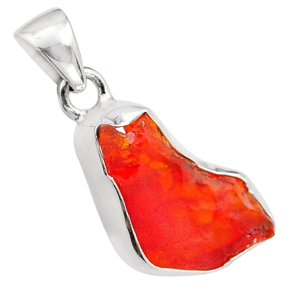 925 silver 10.05cts natural orange mexican fire opal fancy pendant p84310