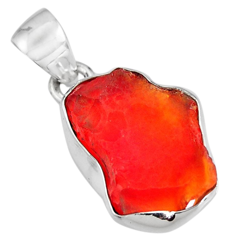 925 silver 8.71cts natural orange mexican fire opal fancy pendant p92175