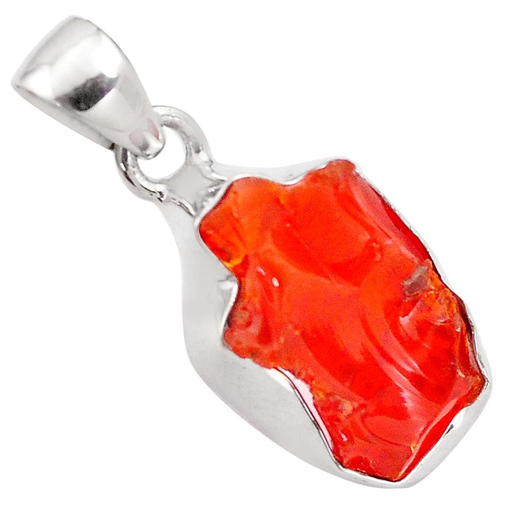 925 silver 10.65cts natural orange mexican fire opal fancy shape pendant p84303