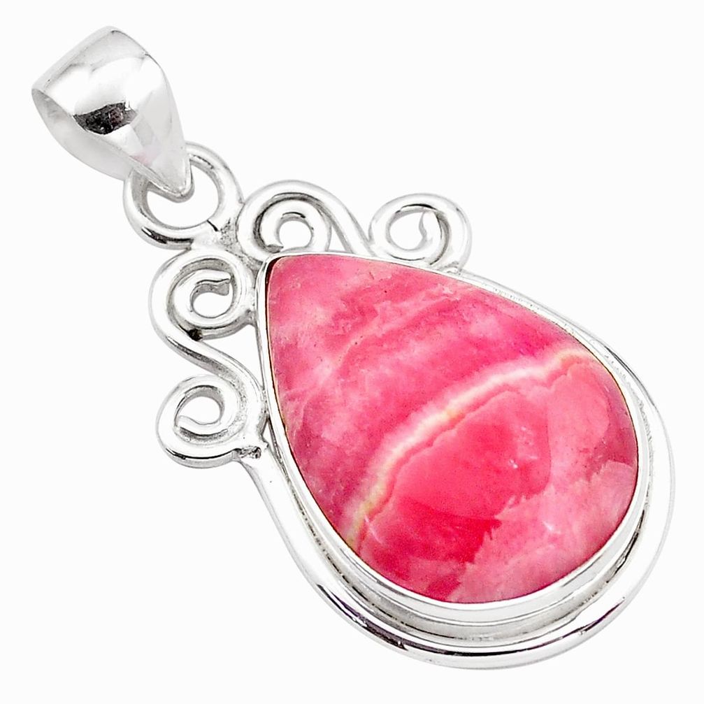 925 silver 19.23cts natural rhodochrosite inca rose (argentina) pendant p85264