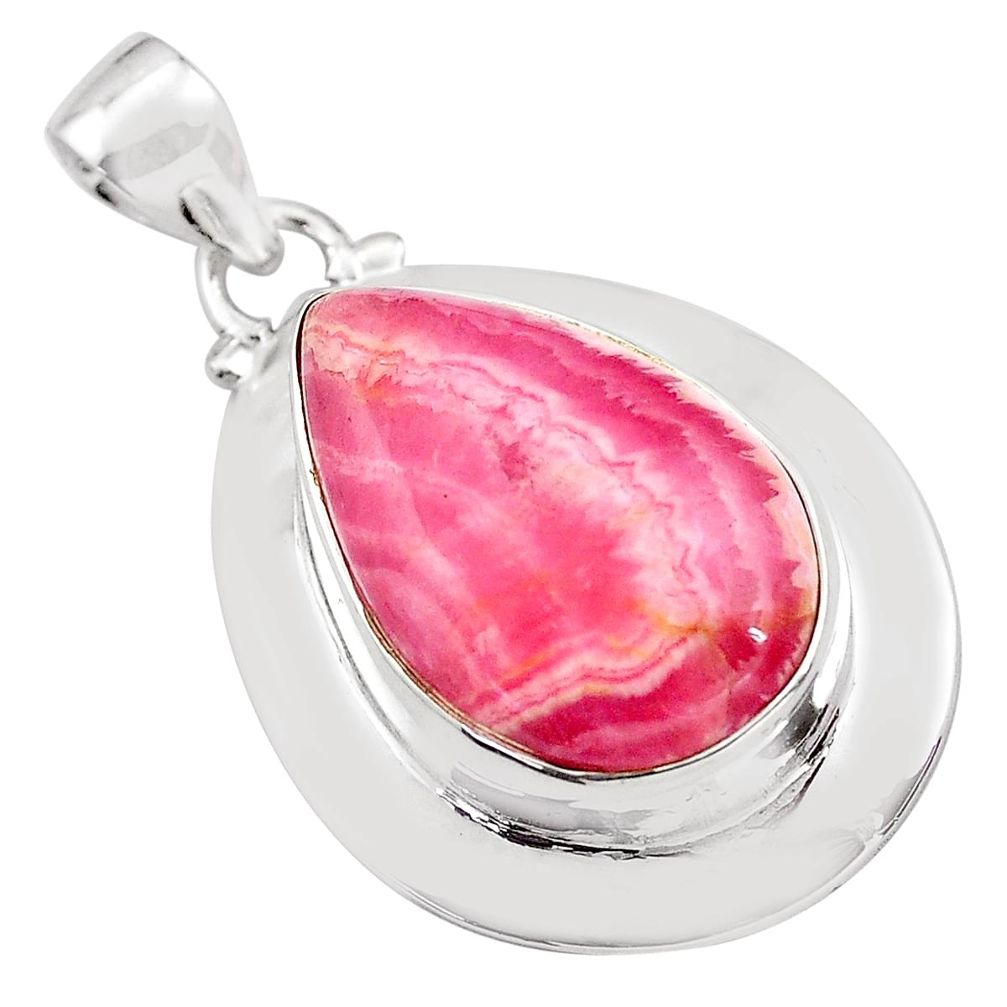 925 silver 22.07cts natural rhodochrosite inca rose (argentina) pendant p85278