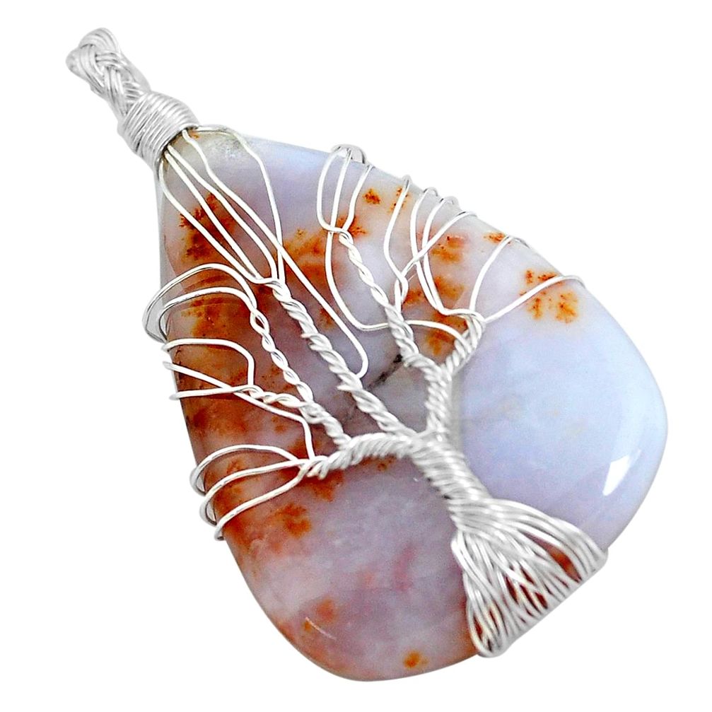 925 silver natural scenic russian dendritic agate tree of life pendant p48597