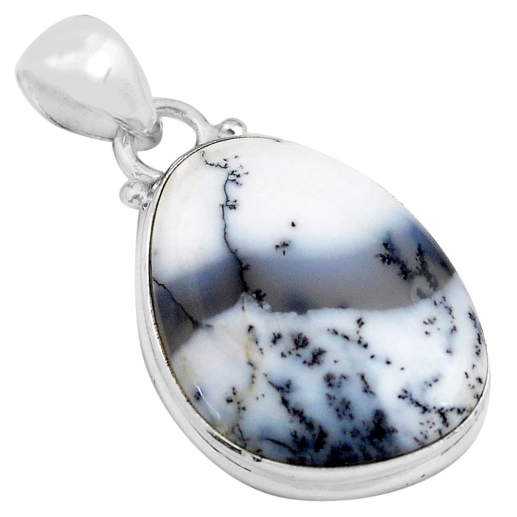 925 silver 14.68cts natural white dendrite opal (merlinite) pendant p85409