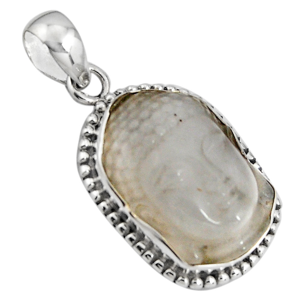 925 silver 16.70cts natural white milky quartz fancy buddha charm pendant p90435